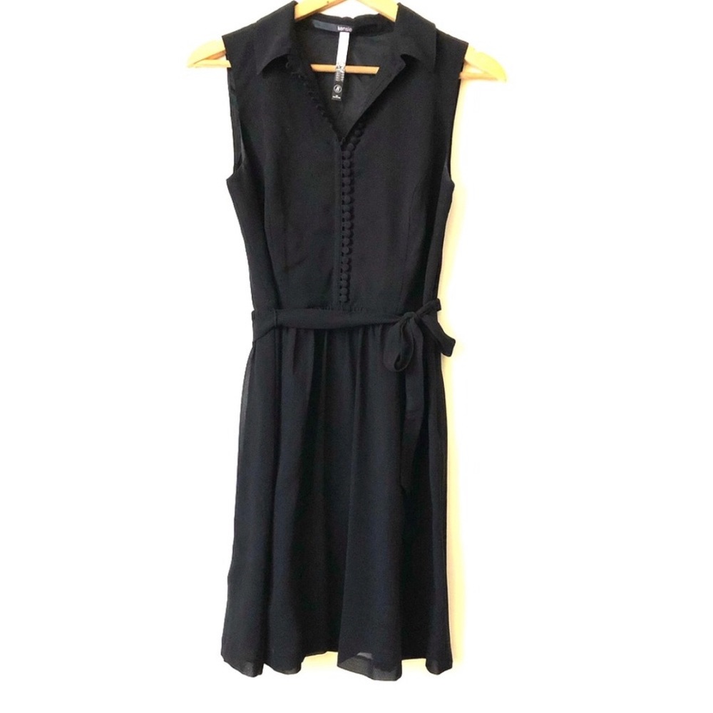 Kensie Chiffon A-line button-up high collar dress